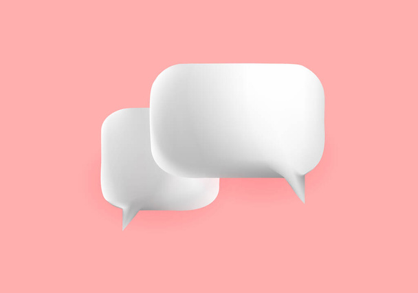 3D-set witte spraak bel chat communicatie. Leuke stijl vector illustraties voor web, icoon, en element ontwerp. - Vector, afbeelding