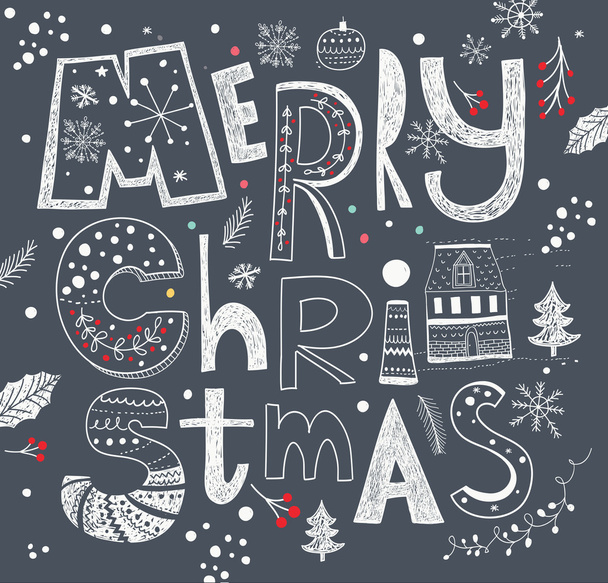 Merry Christmas greeting card - Vector, imagen