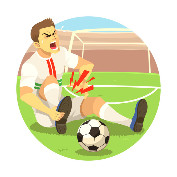 Gewonde voetballer - Vector, afbeelding