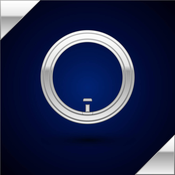 Silver Bicycle wheel icon isolated on dark blue background. Bike race. Wheel tire air. Sport equipment.  Vector. - Vecteur, image