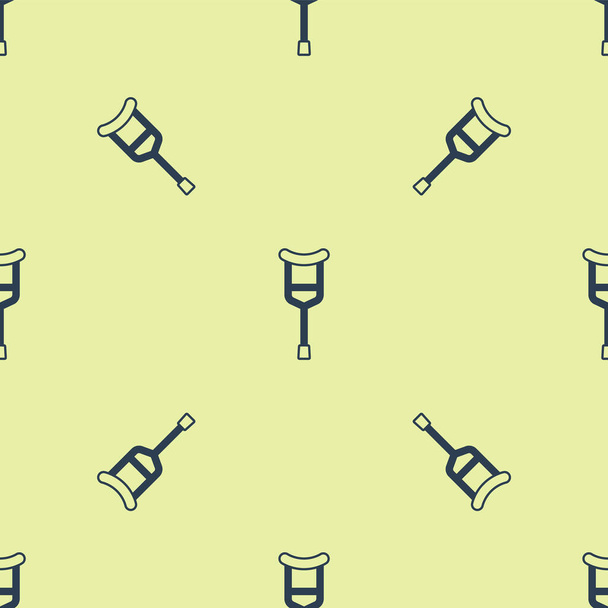 Blue Crutch or crutches icon isolated seamless pattern on yellow background. Equipment for rehabilitation of people with diseases of musculoskeletal system.  Vector - Vektori, kuva