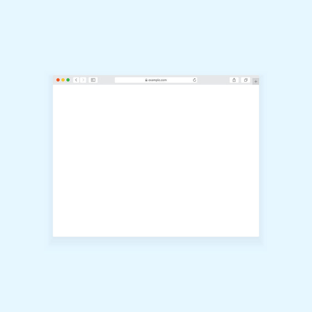 Web browser window design isolated on light background. Empty page with shadow. Vector illustration - Vector, afbeelding