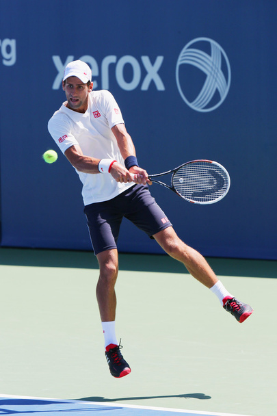 Der sechsmalige Grand-Slam-Champion Novak Djokovic trainiert für unser Open 2014 im Billie Jean King National Tennis Center - Foto, Bild