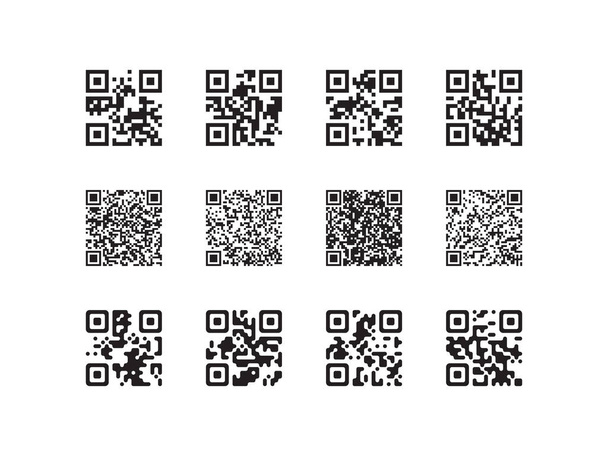 Set of qr codes for your design. Black qr code isolated on whit background. - Vector, afbeelding