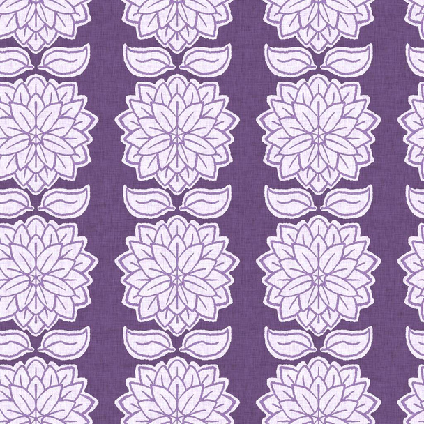 Gender neutral purple flower seamless raster background. Simple whimsical 2 tone pattern. Kids floral nursery wallpaper or scandi all over print - Fotoğraf, Görsel