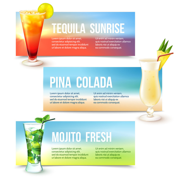 Cocktails banner set - Vector, afbeelding