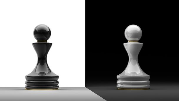 Pawn chess isolated 3d render - Fotoğraf, Görsel