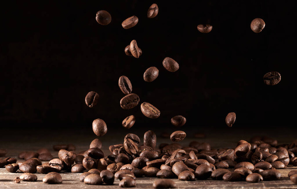 Roasted coffee beans macro close up background - Photo, Image