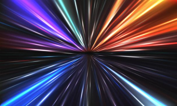Résumé couleur lumière vitesse zoom rapide nuit fond vecteur - Vecteur, image