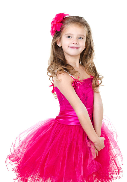 Adorable little girl in princess dress isolated - Foto, afbeelding