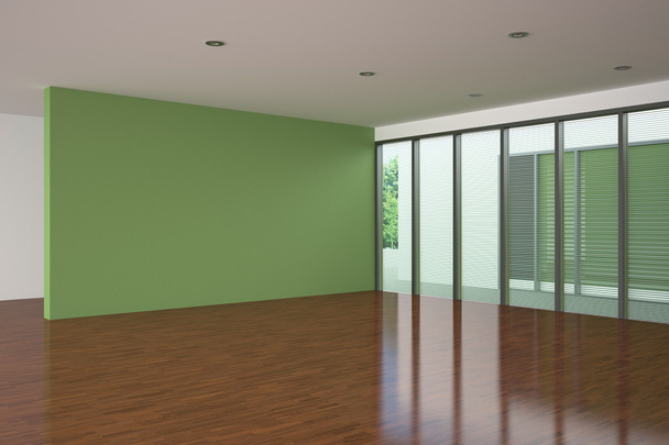 Modern empty living room with green wall - Photo, Image