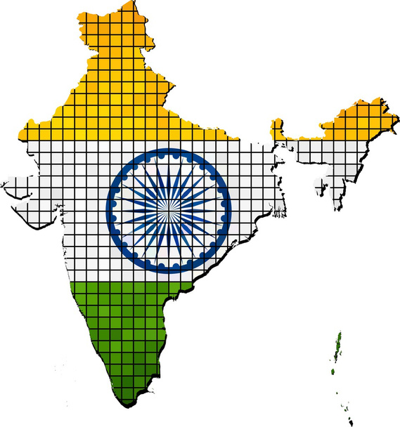 India Mappa con la bandiera all'interno
 - Vettoriali, immagini