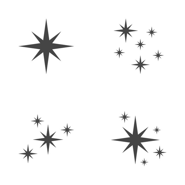 Csillogó csillagkészlet, lapos kialakítás - Vektor, kép