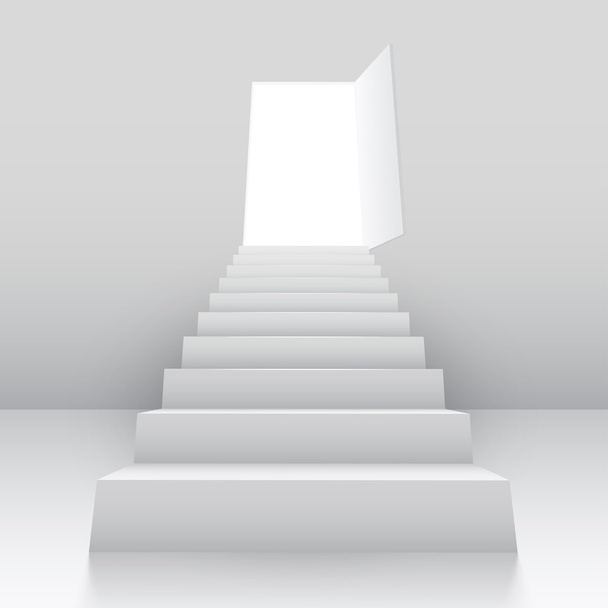 White staircase to open door. - Vector, imagen