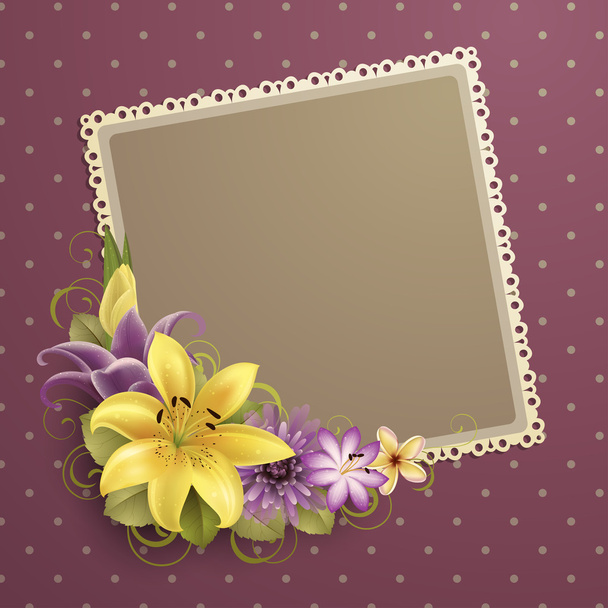 vintage greeting card with flowers - Vector, afbeelding