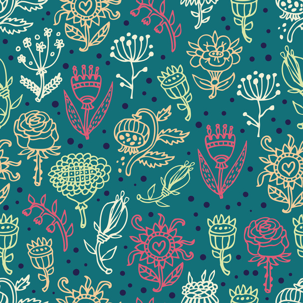 Cute flowers seamless pattern - Вектор,изображение