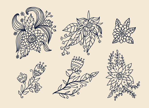 Flowers collection contour - Vector, afbeelding