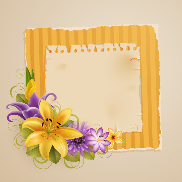 vintage greeting card with flowers - Vector, Image
