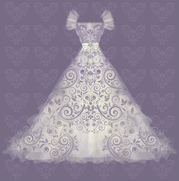 Beautiful Wedding dress. vector illustration - Vektor, obrázek