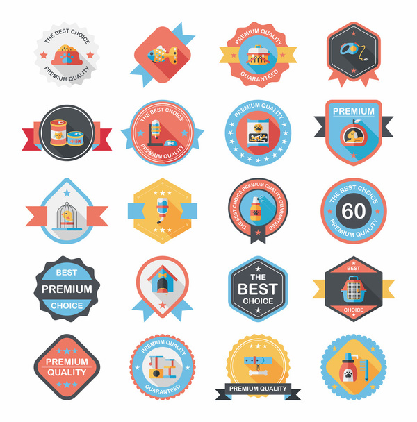 Pet badge flat banner design background set, eps10 - Vettoriali, immagini