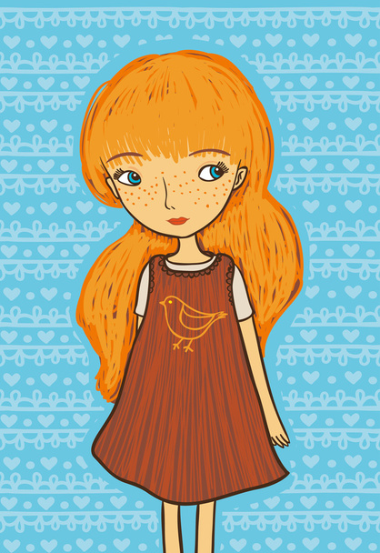 Girl with red hair - Vector, Imagen