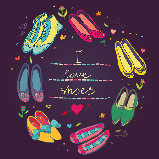 Bright background with shoes - Vector, afbeelding