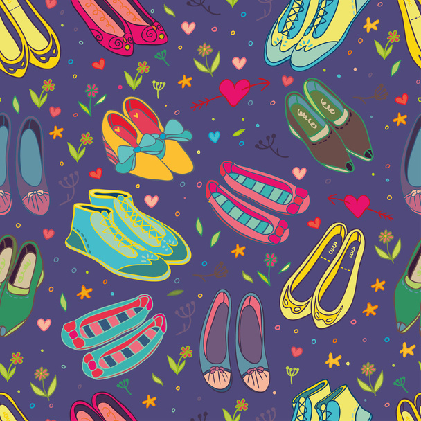 Beautiful shoes purple seamless pattern - ベクター画像