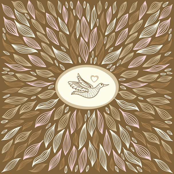 Beautiful brown abstract background with bird - Vektör, Görsel