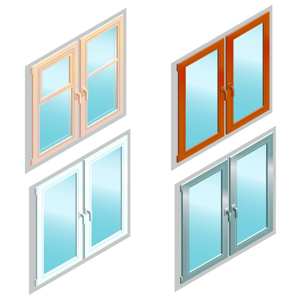 Windows izometrik görünümünde farklı türleri - Vektör, Görsel
