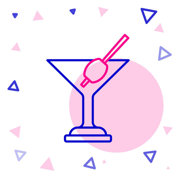 Ligne Martini icône en verre isolé sur fond blanc. Icône de cocktail. icône de verre de vin. Concept de contour coloré. Vecteur. - Vecteur, image