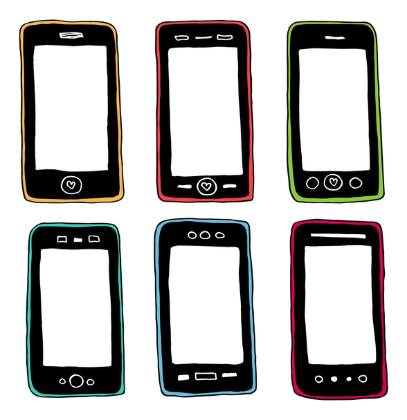 Colección Smartphones sobre fondo blanco
. - Vector, Imagen
