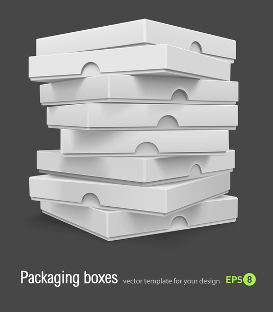 verpakking vakken met pizza - Vector, afbeelding