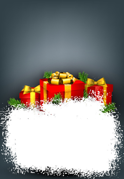 Snow frame with red gift boxes.  - Vector, Image