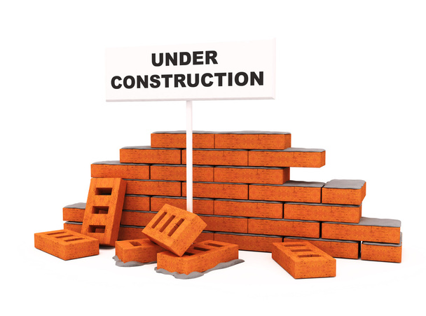 Brick wall under construction - Photo, Image