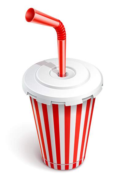papier fastfood cup met rode buis - Vector, afbeelding