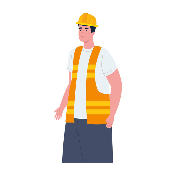 construtor trabalhador construtor caráter profissional - Vetor, Imagem
