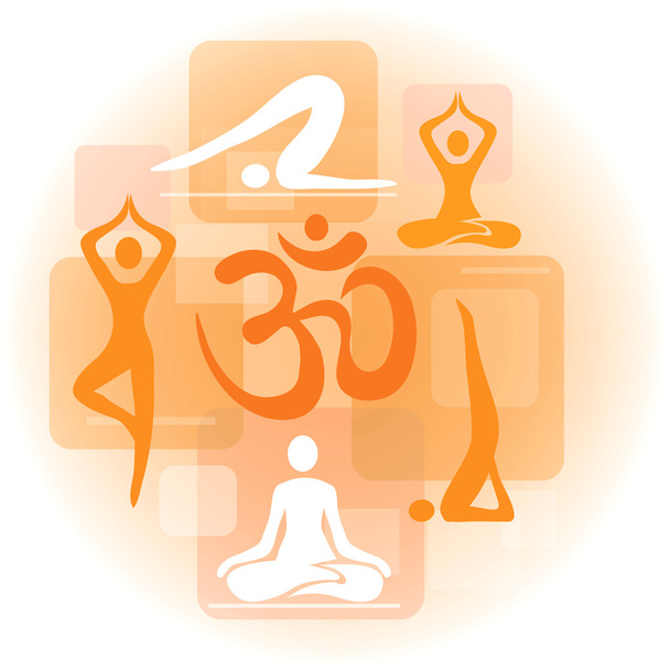 Colagem de ícones de ioga
 - Vetor, Imagem
