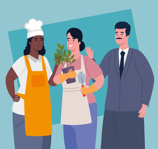 professional workers three characters group - Vector, Image