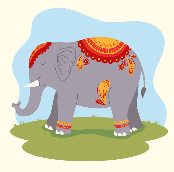 indická kultura slon scéna krajina - Vektor, obrázek