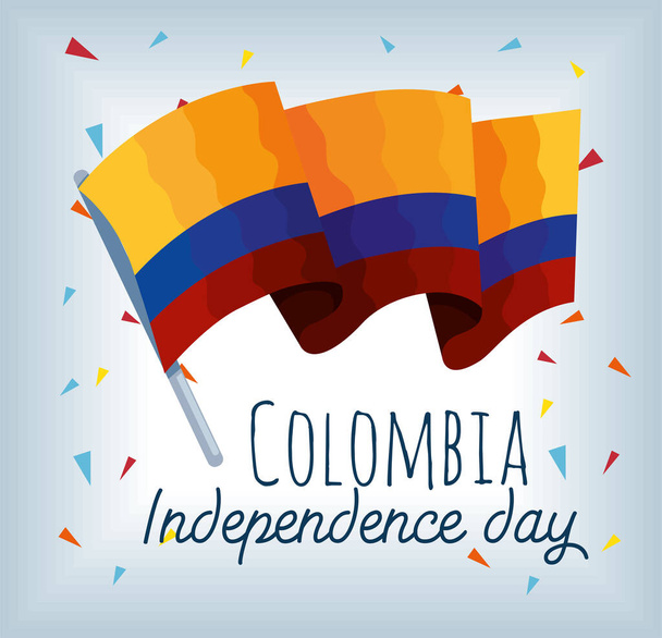 cartel del día de la independencia de Colombia con bandera - Vector, Imagen