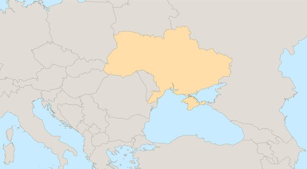 Mapa Ukrajiny s okolními státy, klasická barva, jednotlivé státy, prázdný - Fotografie, Obrázek