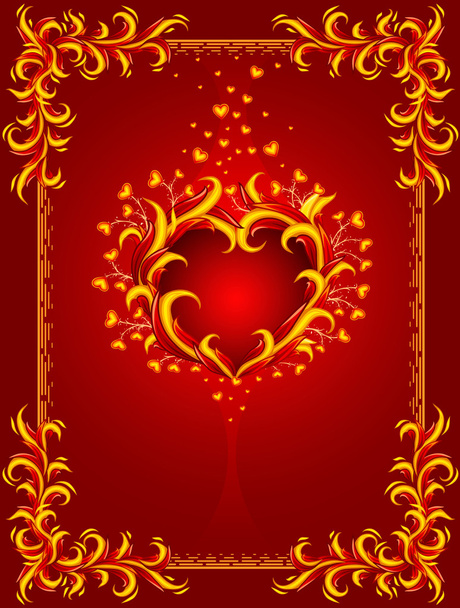 Piros háttérben a szív és a test égető - Vektor, kép