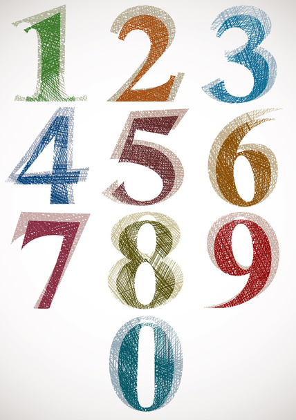 Vintage style numbers typeset. - Wektor, obraz