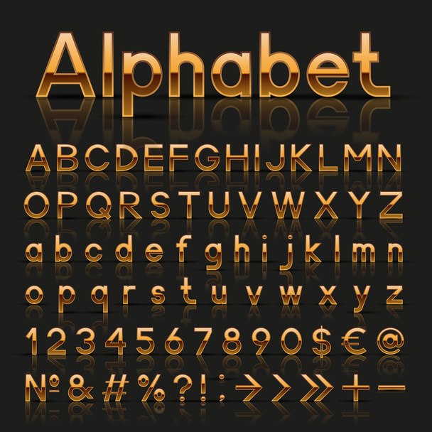 Decorative golden alphabet - Vector, Image