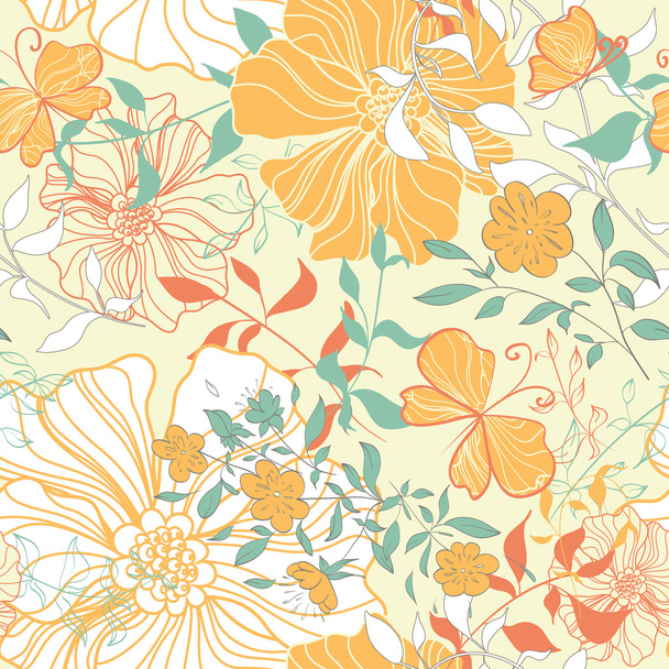 Pattern with floral elements. - Вектор,изображение
