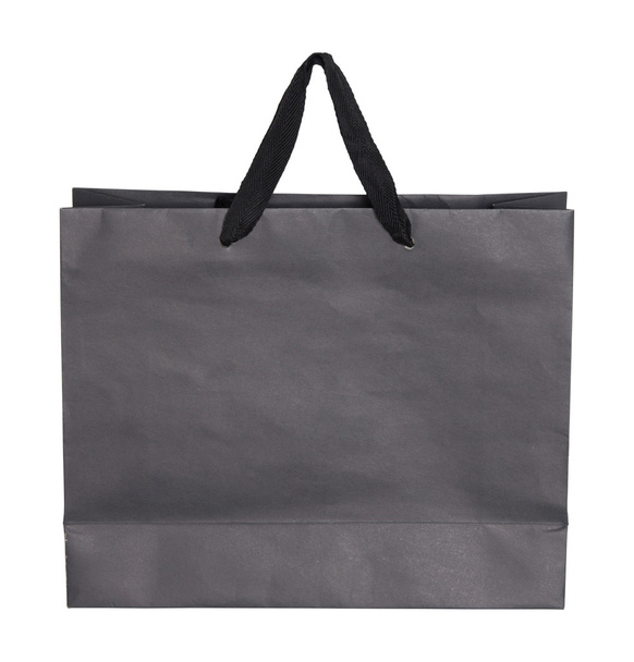 Gray paper bag isolated on white with clipping path - Photo, Image