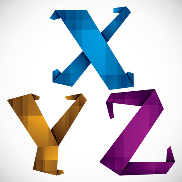 Origami letters X Y Z. - Vector, afbeelding
