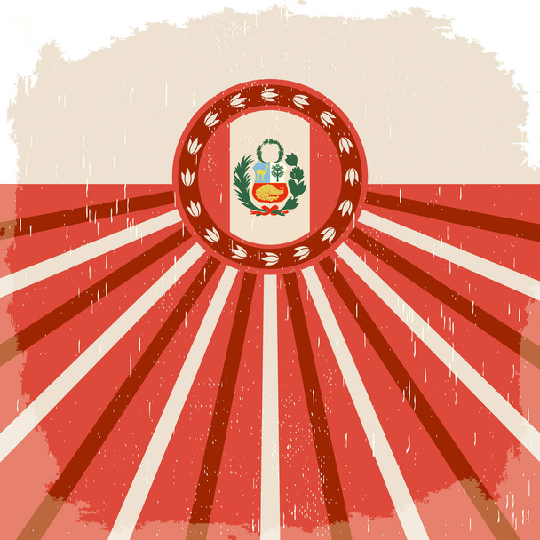 Perú Diseño vintage con bandera peruana colores decoración navideña. - Vector, imagen
