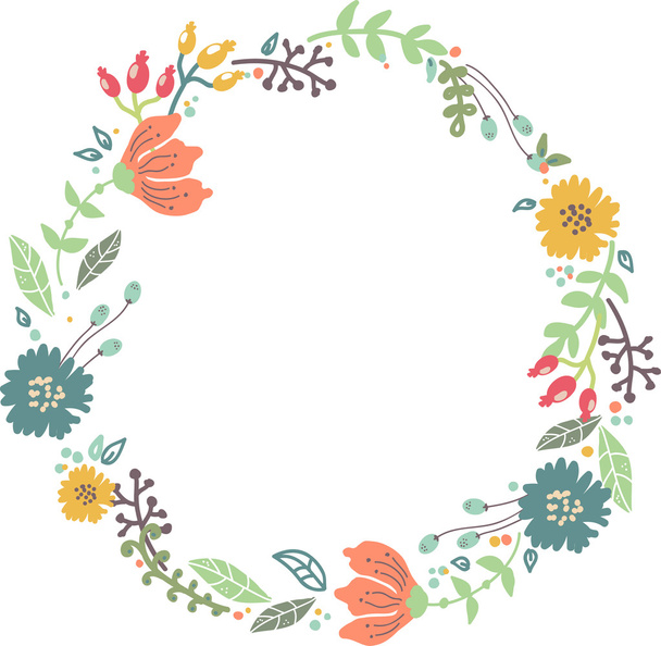 Color floral frame for wedding invitation design - Διάνυσμα, εικόνα