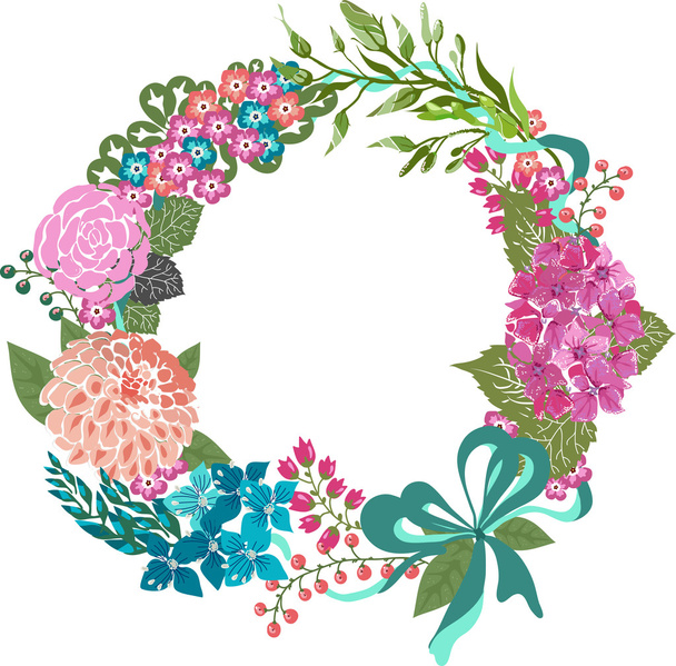Color floral frame for wedding invitation design - ベクター画像
